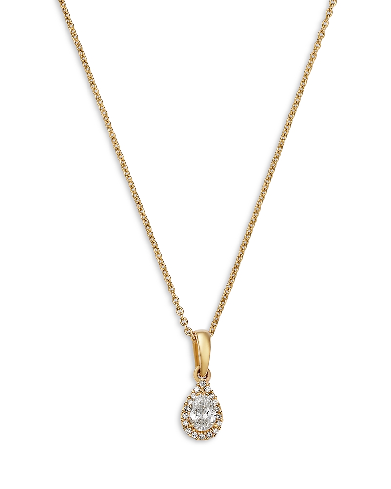 Bloomingdale's Fine Collection Diamond Pear Shaped Halo Pendant Necklace in 14K Yellow Gold, 0.15 tcw
