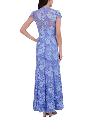 Illusion Neck Cap Sleeve Gown