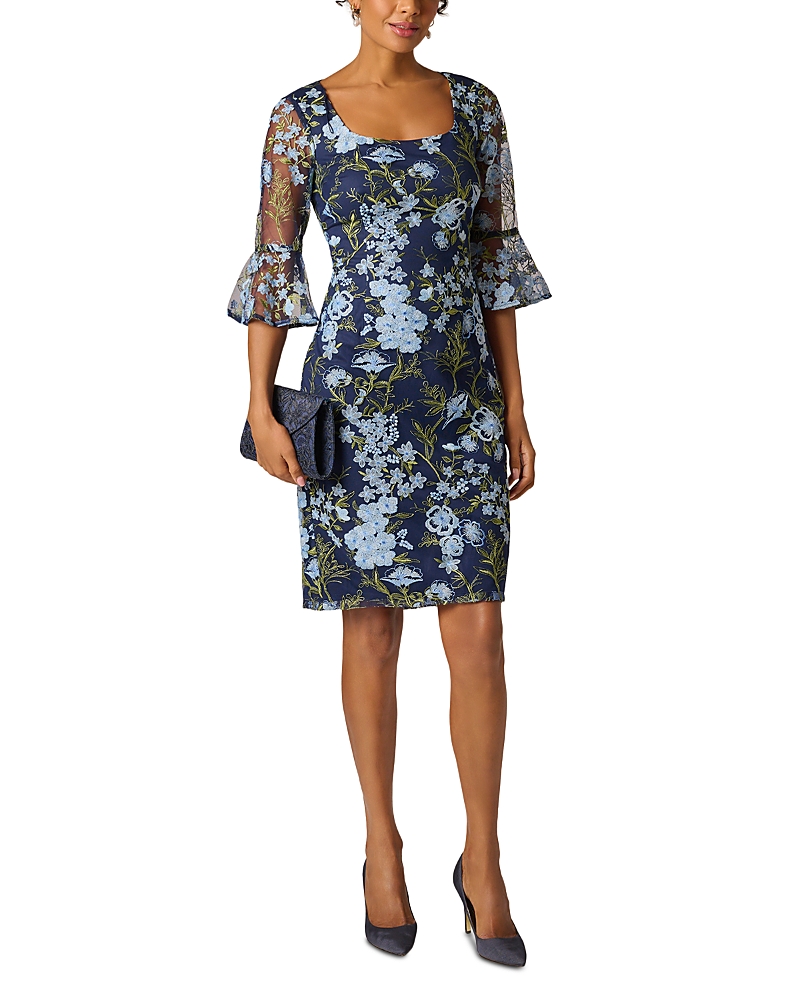 Adrianna Papell Floral Embroidered Short Dress