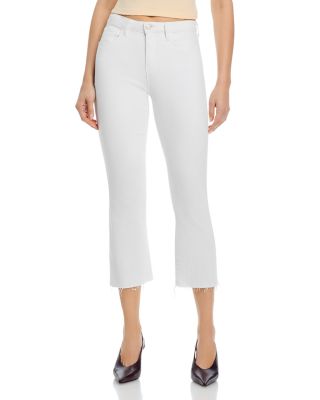 Kendra Mid Rise Crop Flare Jeans in Blanc