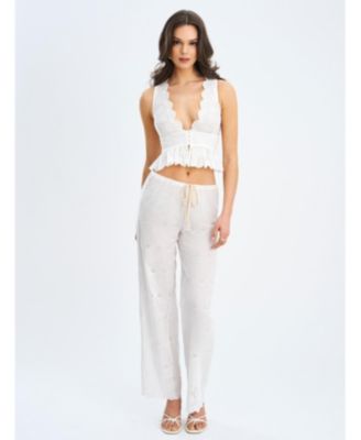 Raina Cotton Eyelet Straight Pants