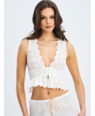  Raia Eyelet Wave Trim Crop Vest Top