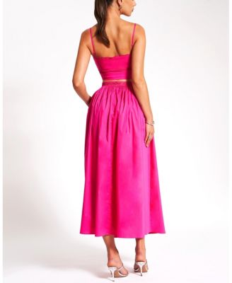  Martha Cotton Poplin Maxi Skirt with Lace Trim