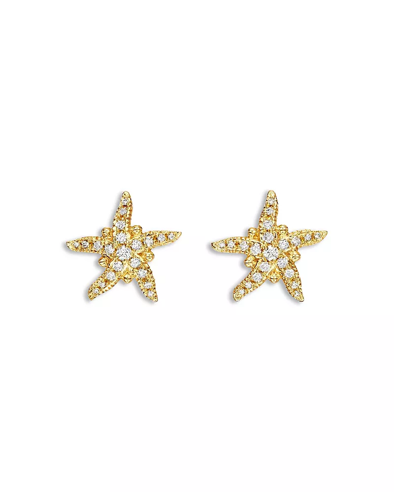 Temple St. Clair 18K Yellow Gold Fj Diamond Sea Star Stud Earrings