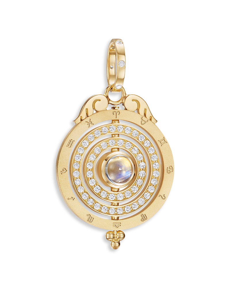 Temple St. Clair 18K Yellow Gold Fj Blue Moonstone & Diamond Triple Orbit Tolomeo Pendant