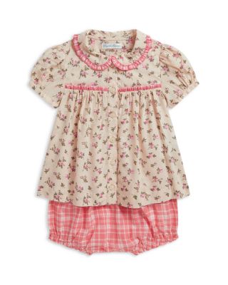 Girls' Floral Cotton Shirt & Gingham Bloomer Set - Baby