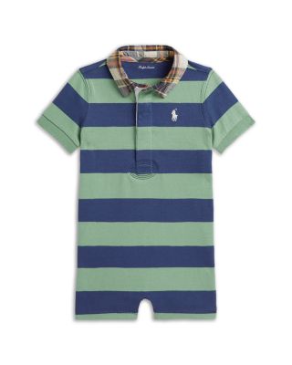 Boys' Madras Collar Striped Cotton Shortall - Baby