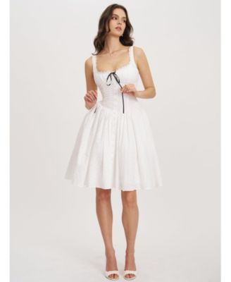  Madison Cotton Eyelet Square Neck Midi Dress