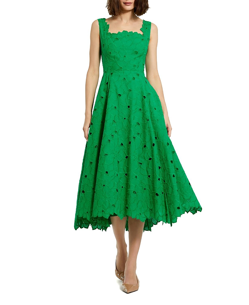 Mac Duggal Embroidered Floral A Line Sleeveless Midi Dress