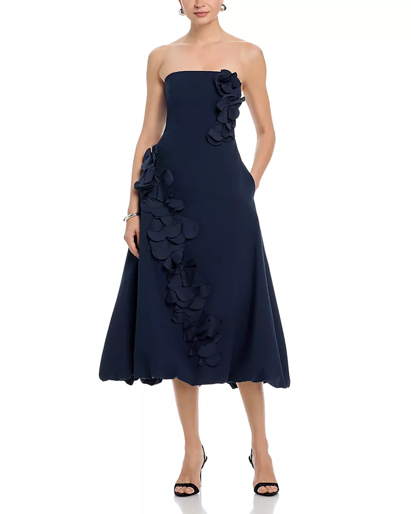 Ramy Brook Zaria Applique Trim Midi Dress