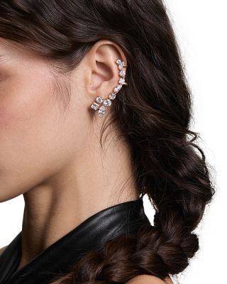 Lucia 18K Yellow Gold Plated CZ Full Ear Climber Earrings, 1.75"L