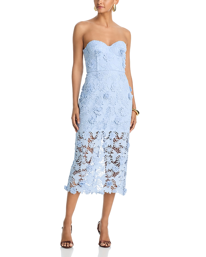 Aqua Strapless 3D Lace Midi Dress - Exclusive