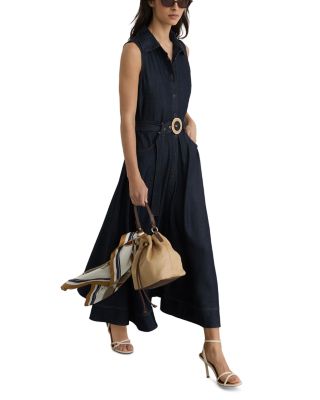 Remi Button Front Denim Dress in Indigo Blue