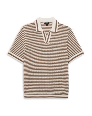 Slim Fit Camel Stripe Polo Shirt