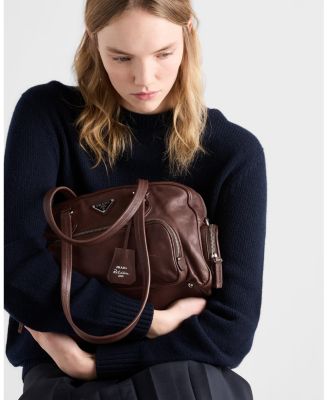 Large Washed Leather Top-Handle Bag