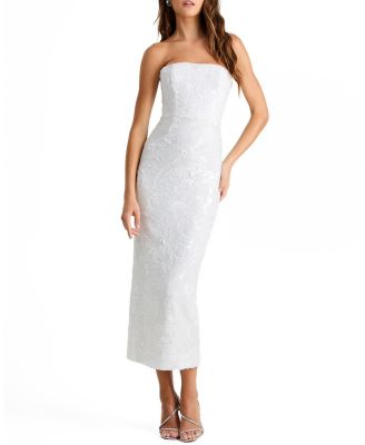  Leslie Sequin Strapless Gown