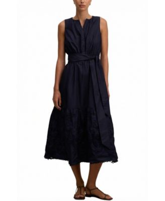  Women's Evie Sleeveless Embroidered Tie Midi Dress