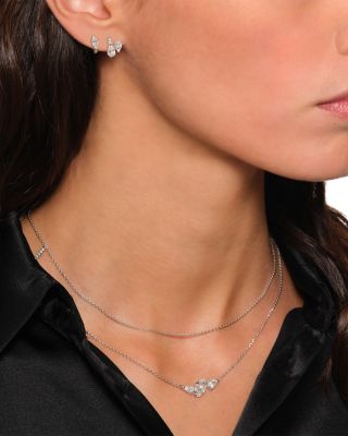 18K White Gold Serti sur Vide Diamond Pear & Round Left Side Earring