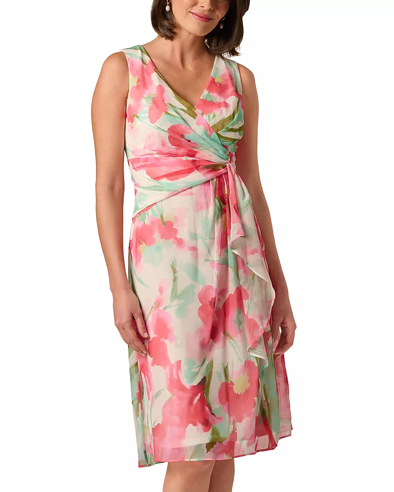 Adrianna Papell Draped Chiffon Dress