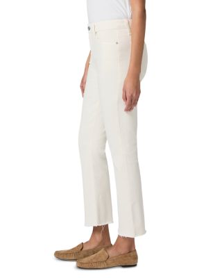 Mason Crop Mid Rise Bootcut Raw-Edge Jeans in Cream Cloud 