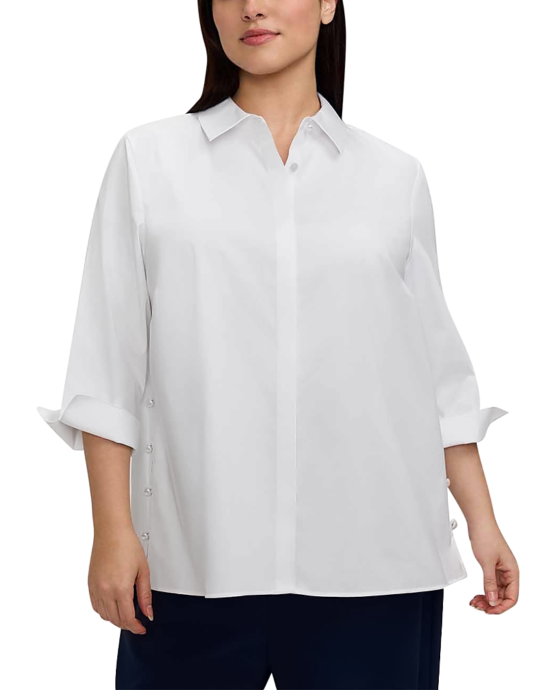 Foxcroft Plus Beatrice Three Quarter Sleeve Tunic Shirt