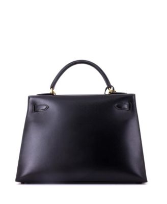Kelly 32 Handbag Black Box Calf with Gold Hardware