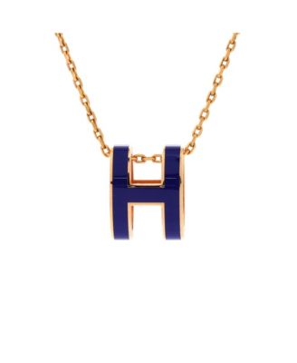 Pop H Pendant Chain Necklace Metal and Enamel, 16"