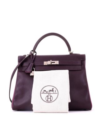 Kelly 32 Handbag Bicolor Epsom with Palladium Hardware