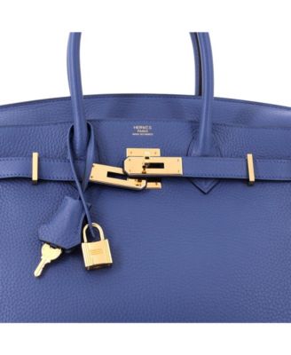Birkin 30 Handbag Blue Clemence with Gold Hardware