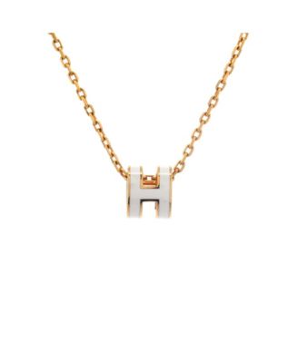 Mini Pop H Pendant Chain Necklace Metal and Enamel, 16"