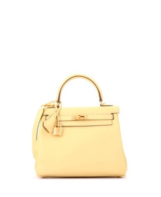 Kelly 25 Handbag Yellow Swift with Gold Hardware
