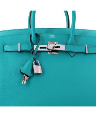 Birkin 30 Handbag Blue Epsom with Palladium Hardware
