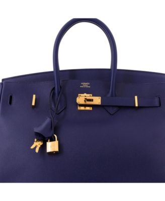 Birkin 35 Handbag Blue Epsom with Gold Hardware
