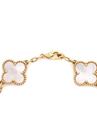  Vintage Alhambra 5 Motifs Bracelet 18K Gold and Mother of Pearl