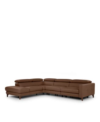 Messina Three Piece Double Motion Leather Sectional