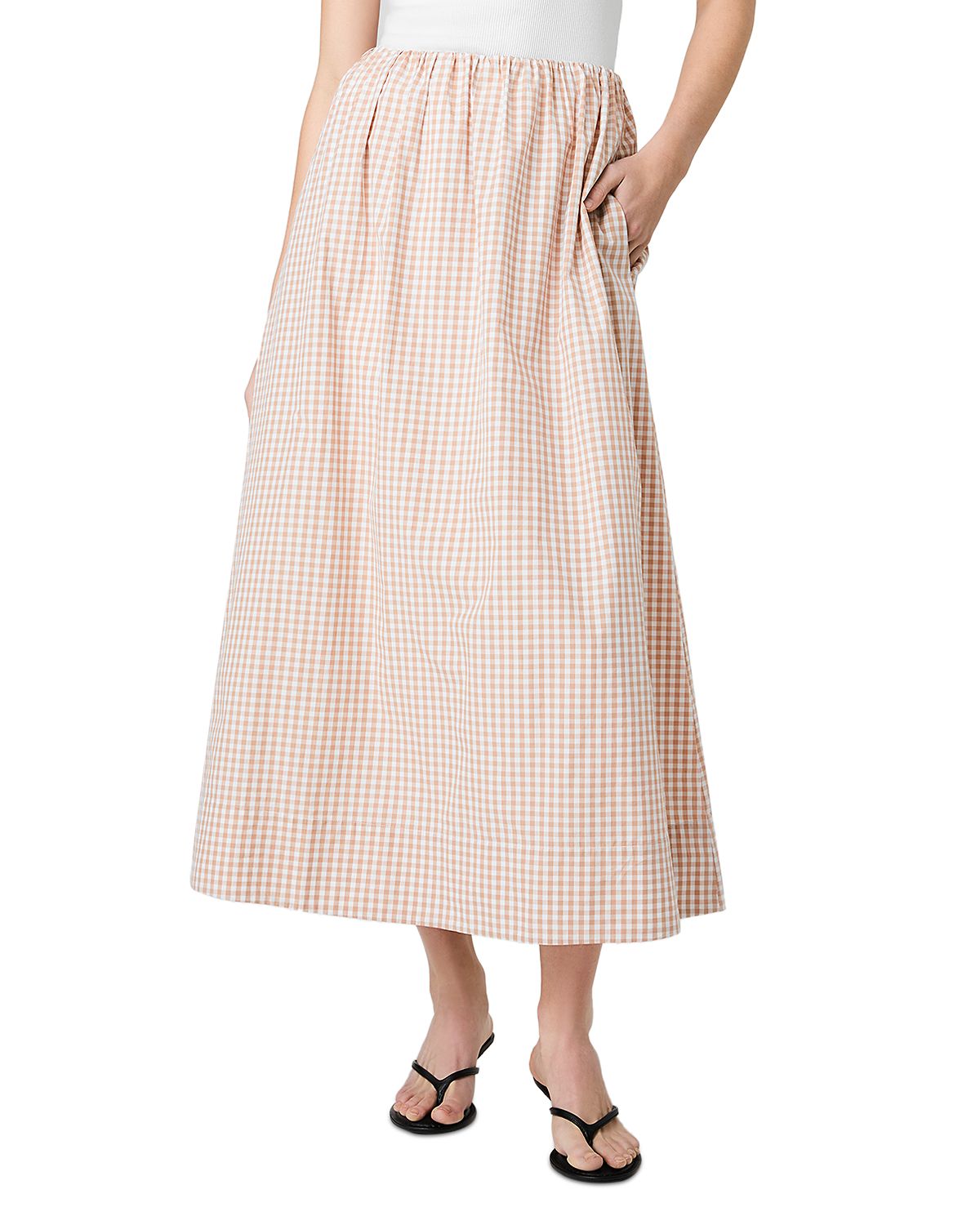 French Connection Rhodes Ruched Waist Midi Skirt