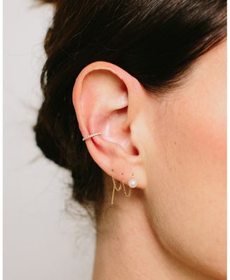 14K Yellow Gold Cultured Freshwater Pearl Long Chain Threader Earrings