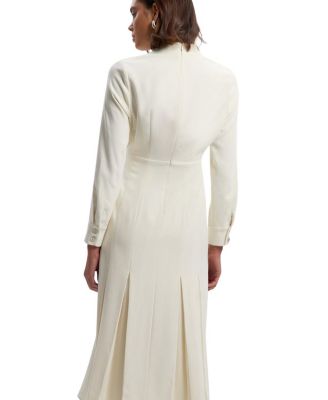 Crepe Buckle Waist Midi Shirt Dress