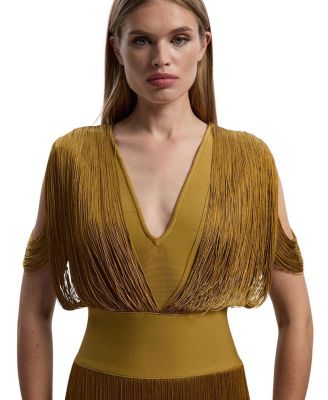 Bandage Knit Fringe Detail Dress