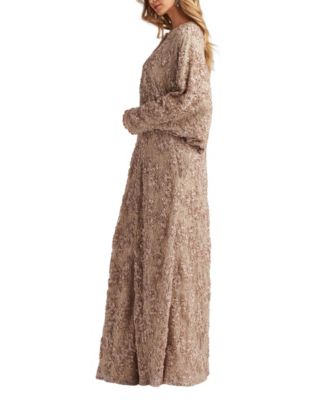  Hannes Sequin Embroidered Caftan Gown
