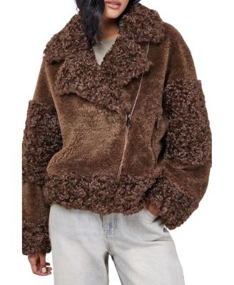 Faux Fur Mix Zip Through Jacket