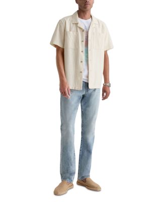 Relaxed Fit Camp Collar Textured Pocket Shirt