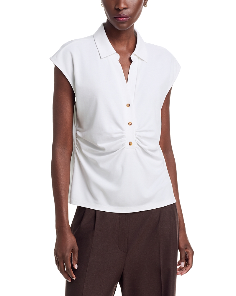 Sioni Short Sleeve Half Placket Pullover Top