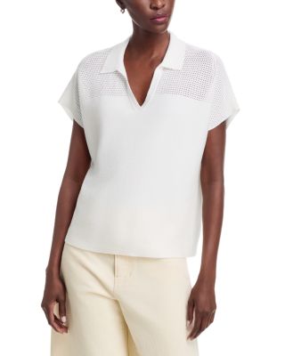 Pointelle Yoke Collared Sweater
