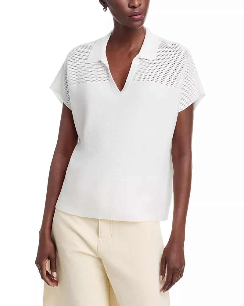 Sioni Pointelle Yoke Collared Sweater