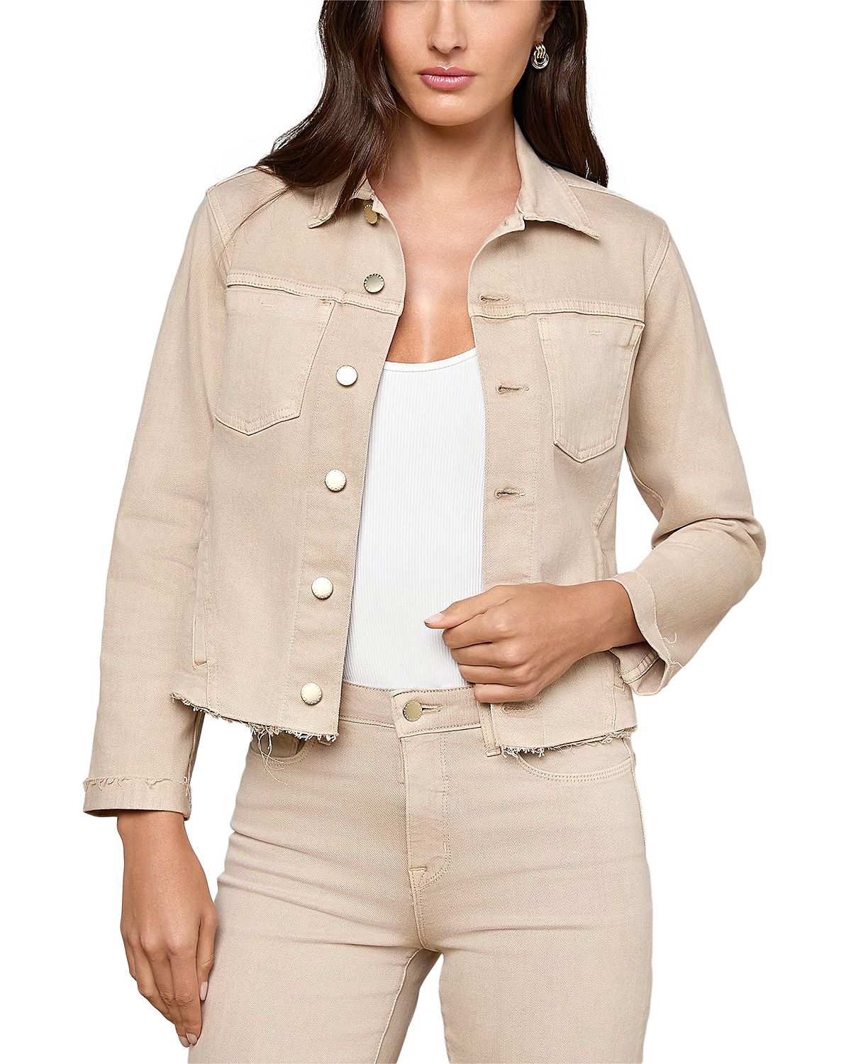 L'Agence Janelle Slim-Fit Raw Denim Jacket