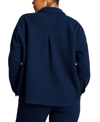  Waffle Knit Shirt Jacket