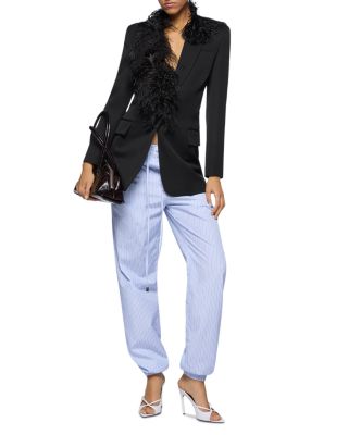 Wool Jacket with Ostrich Feather Trim