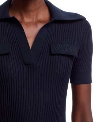 Embroidered Knit Polo Top 