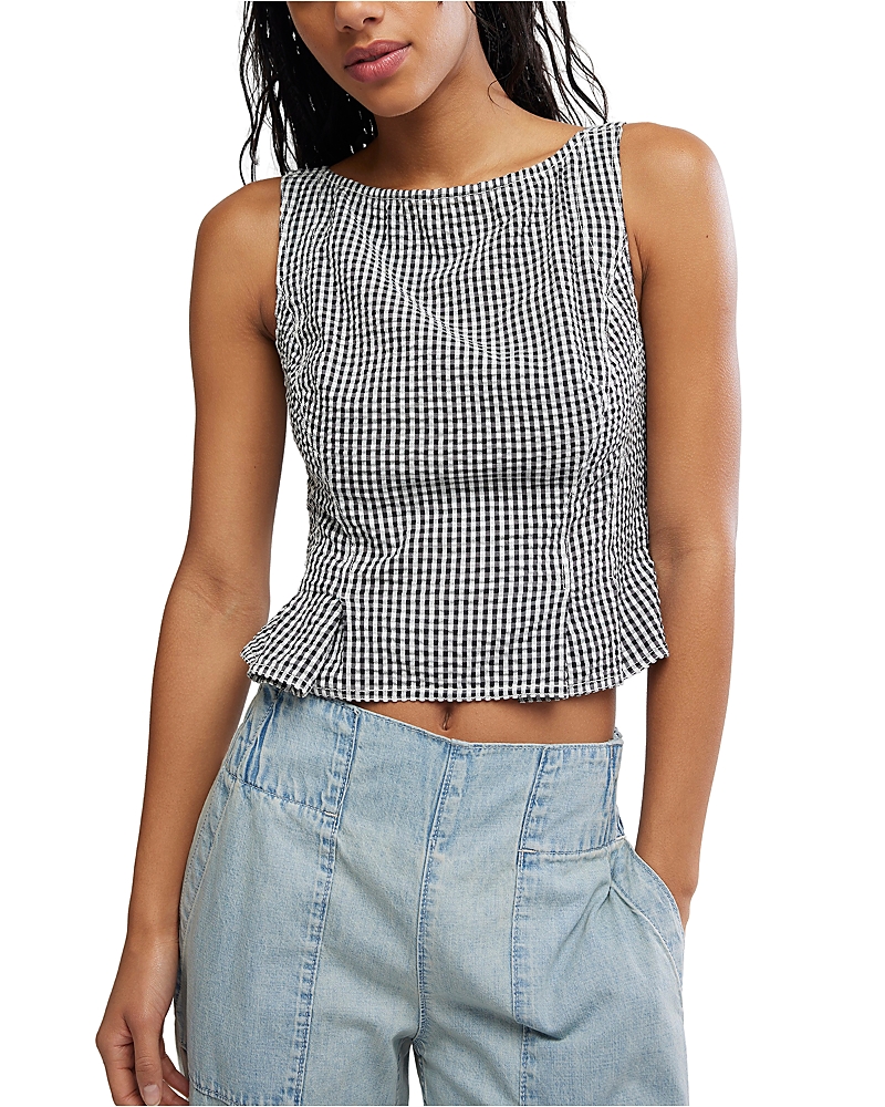 Free People Sunfaded Gingham Top